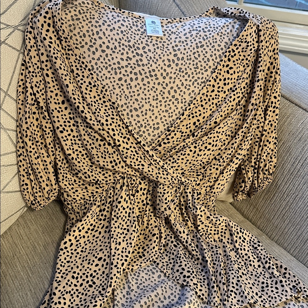 Leopard Print Wrap Blouse